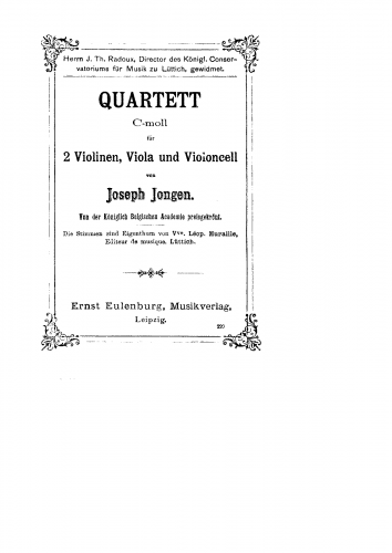 Jongen - String Quartet No. 1 - Score