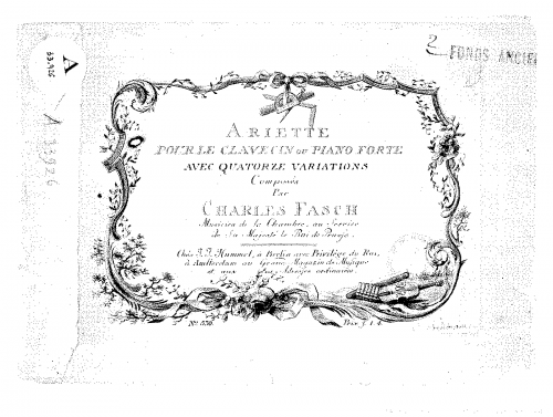 Fasch - Ariette avec Quatorze Variations - Score