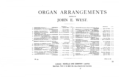 Arensky - 3 Morceaux - Romance (No. 2) For Organ (West) - Score