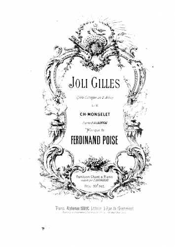 Poise - Joli Gilles - Vocal Score - Score
