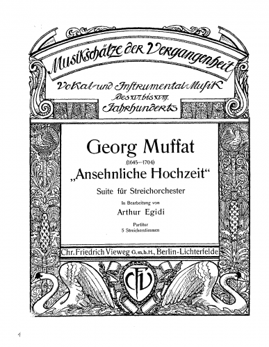 Muffat - Florilegium Secundum - Fasciculus IV. Splendidae Nuptiae - Score