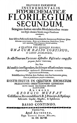 Muffat - Florilegium Secundum - Basso Continuo