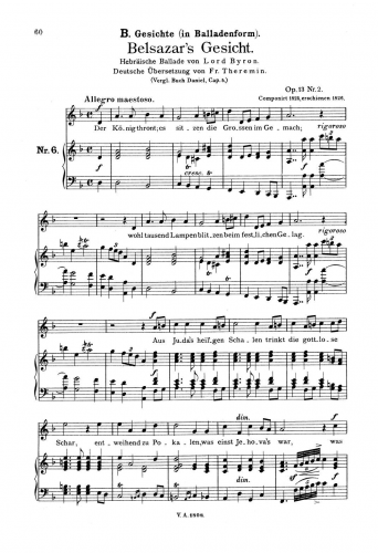 Loewe - Hebräische Gesänge III, Op. 13 - No. 2 Belsazars Gesicht 