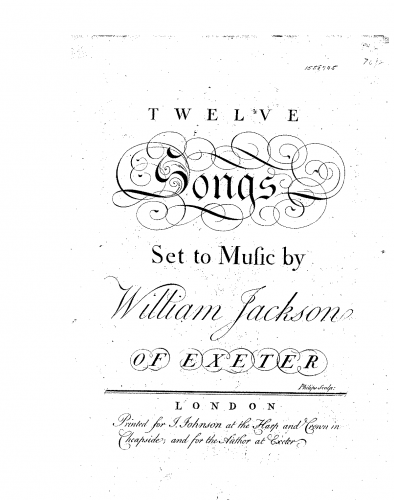 Jackson - 12 Songs, Op. 1 - Score