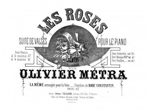 Métra - Les roses - For Piano solo - Score
