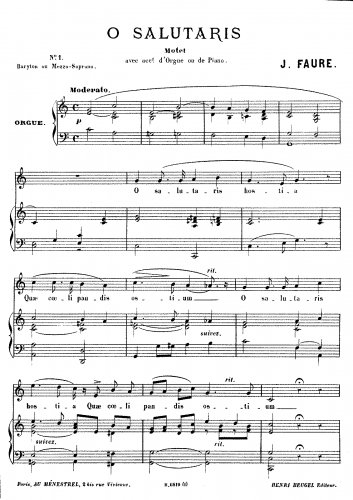 Faure - O salutaris - Vocal Score - Score