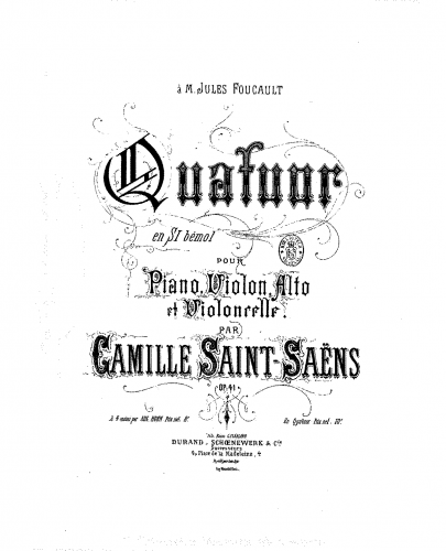 Saint-Saëns - Piano Quartet - For Piano 4 hands (Horn) - Score
