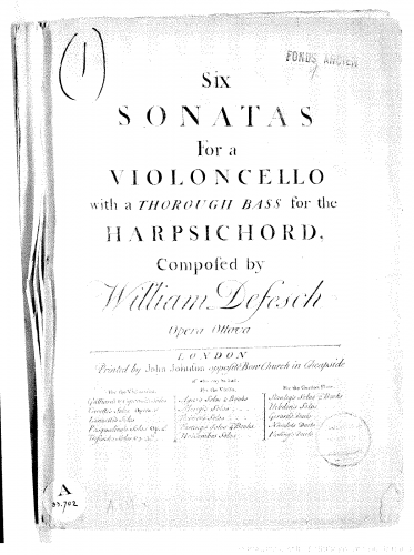 Fesch - 6 Sonatas - Scores - Score