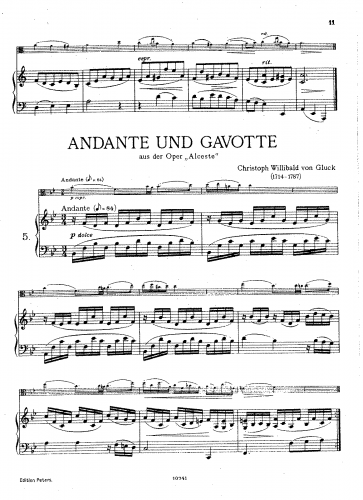 Gluck - Alceste - Andante et Gavotte For Viola and Piano (Klengel)