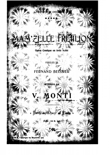 Monti - Mam'zelle Frétillon - Vocal Score - Score
