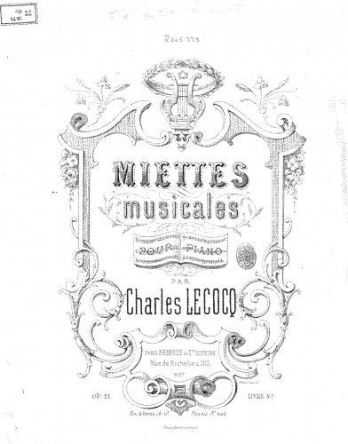 Lecocq - Miettes musicales pour piano - Score