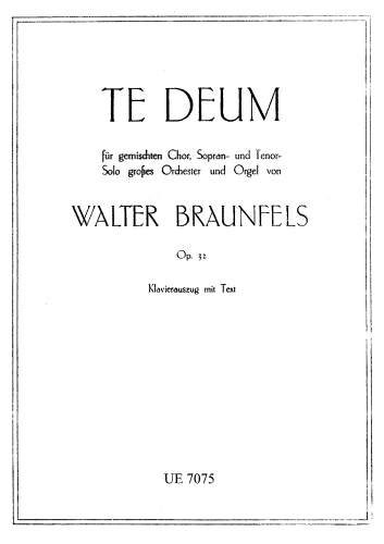 Braunfels - Te Deum - Vocal Score - Vocal Score