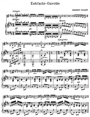 Gillet - Entr'acte-Gavotte - For Violin and Piano (Ratez) - piano score