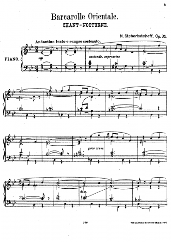 Shcherbachyov - Barcarolle orientale - Score