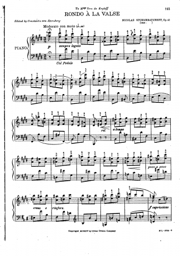 Shcherbachyov - Rondo à la valse, Op. 41 - Score