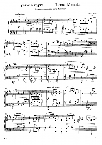 Balakirev - Mazurka No. 3 - Score