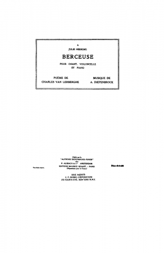 Diepenbrock - Berceuse - Scores and Parts