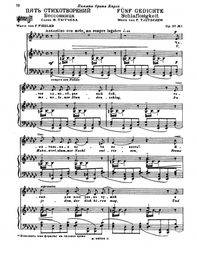 Medtner - Piat' stichotvorenii Op. 37 - Score