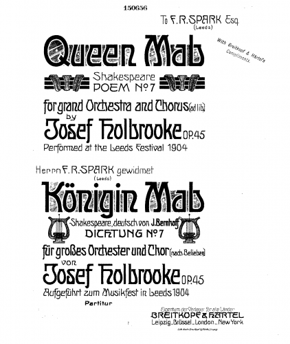 Holbrooke - Poem No. 7 "Queen Mab" - Score