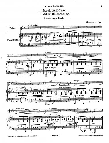 Arrigo - Meditation - Violin and Piano score