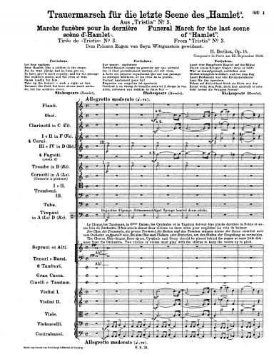 Berlioz - ''Tristia'' - Complete Orchestral Score