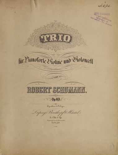 Schumann - Piano Trio No. 1 - Scores and Parts