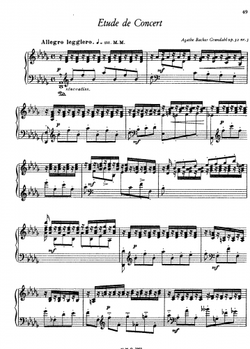 Backer-Grøndahl - 3 Etudes de Concert, Op. 32 - Piano Score - Etude No. 3