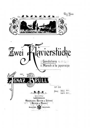 Brüll - 2 Piano Pieces, Op. 94 - Score