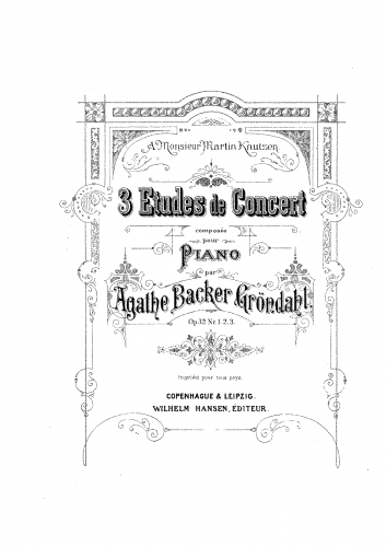 Backer-Grøndahl - 3 Etudes de Concert, Op. 32 - Piano Score - Score