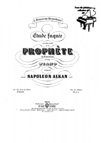 Alkan - Etude fuguée sur deux motifs du Prophète - Score