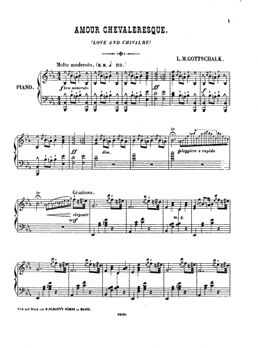Gottschalk - Love and Chivalry, Op. 97 - Score