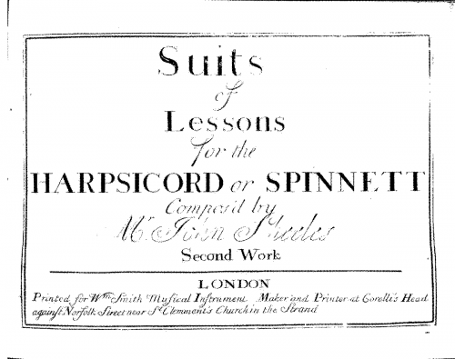 Sheeles - Suites for Harpsichord - Score