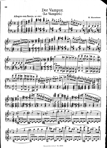 Marschner - Der Vampyr - Overture For Piano solo (Schultze) - Score