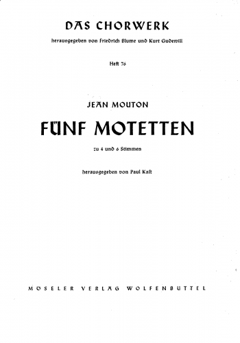 Mouton - 5 Motets - Score