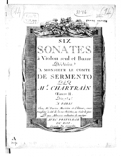 Chartrain - 6 Violin Sonatas, Op. 2 - Score