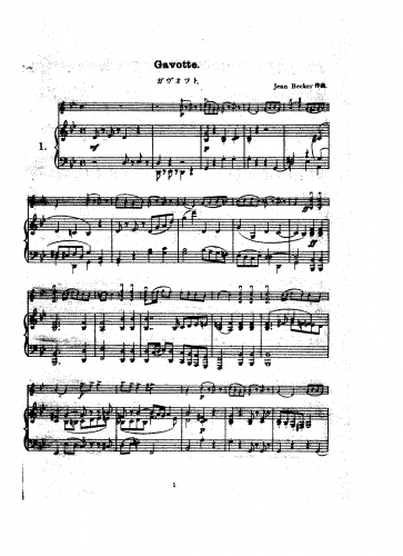Becker - 6 Pieces for Violin and Piano - Scores and Parts - 1. Gavotte
