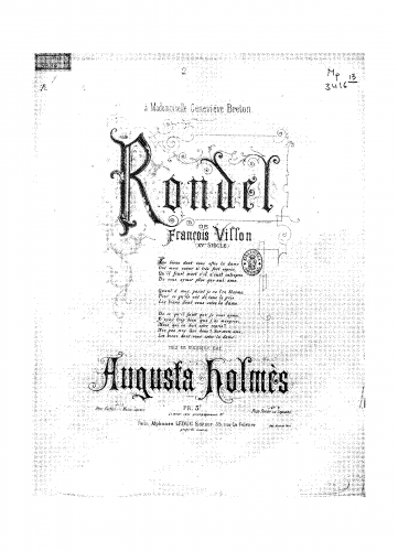 Holmès - Rondel de François Villon (XVe siècle) - Score