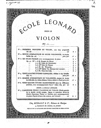 Léonard - Premiers principes du violon - Complete  score