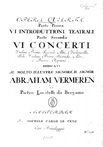 Locatelli - 6 Introduttioni teatrali e 6 Concerti grossi - Complete Work