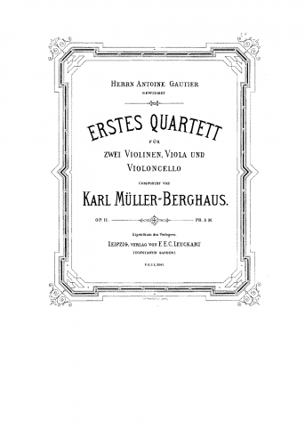 Müller Berghaus - String Quartet No. 1, Op. 11