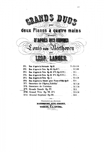 Beethoven - Violin Sonata No. 9, Op. 47 - For 2 Pianos 4 hands (Langer)