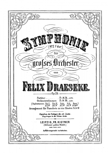 Draeseke - Symphony No. 2 - Score