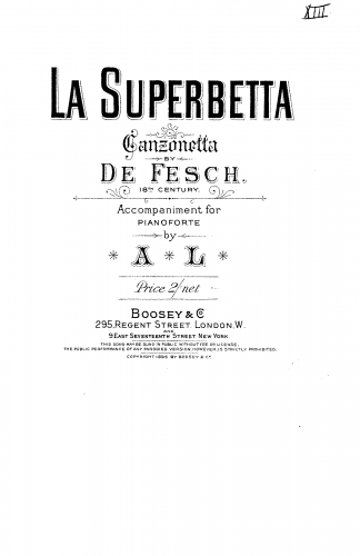 Fesch - La Superbetta - Score