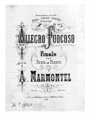 Marmontel - Allegro fuocoso - Score
