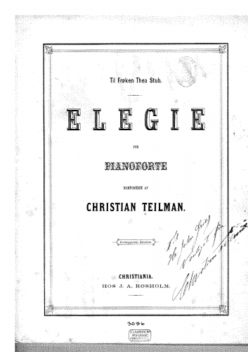 Teilman - Elegie - Score