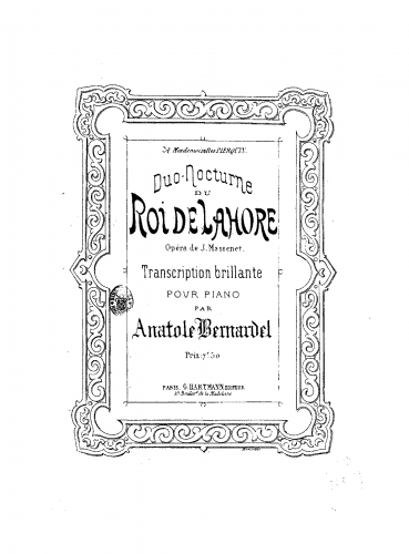 Bernardel - Transcription brillante sur Duo-Nocturne de 'Le roi de Lahore' - Score