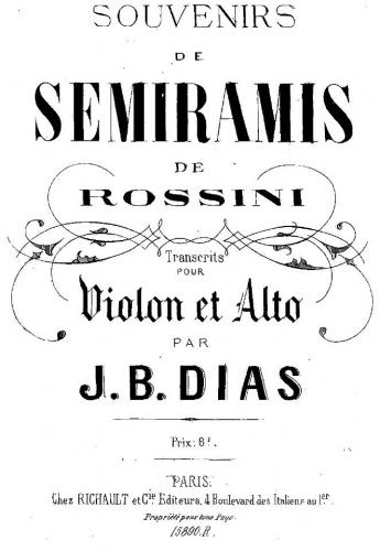 Rossini - Semiramide - Selections For Violin and Viola (Dias) - Selections for violin and viola - complete score