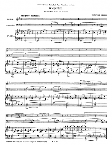 Linder - Wiegenlied - Piano Score
