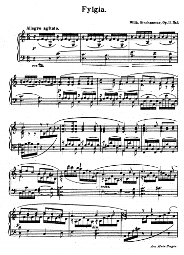 Stenhammar - 4 Swedish Songs, Op. 16 - 4. Fylgia For Piano solo (Berger) - Score