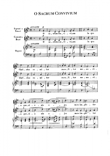 Perosi - O Sacrum Convivium a quattro voci eguali - For Male or Female Chorus and Organ - Score